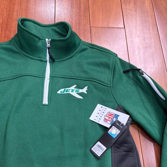 NWT NY NFL Jets Official Quarter-Zip Pullover Sweatshirt with Zipper Pockets M - Picture 2 of 12